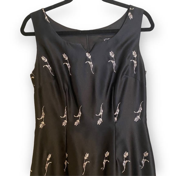 Vintage Caren Désirée Satin Mini Dress 90’s Embroidered Size 10 - Picture 5 of 12